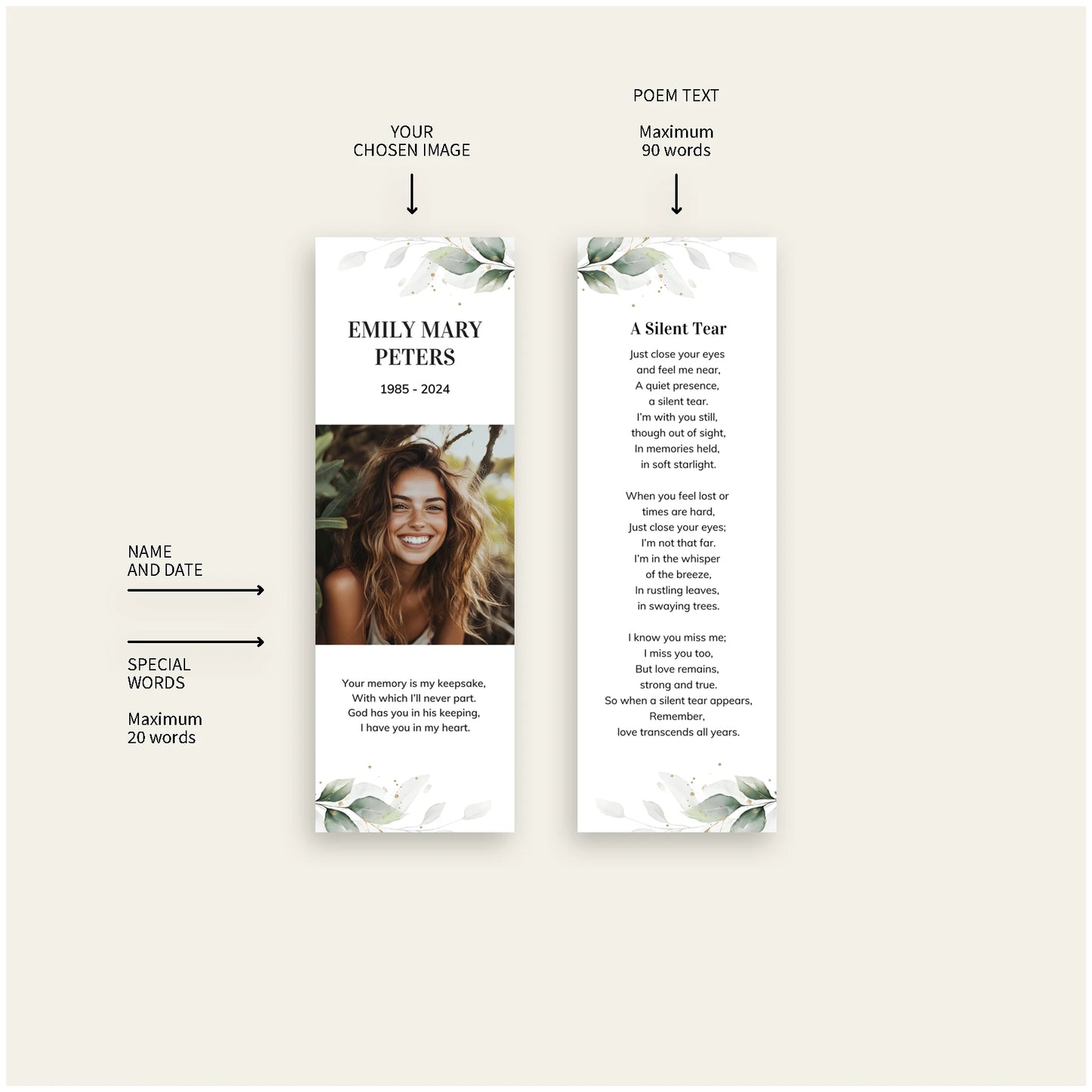 Explanation how to personalise the bookmark