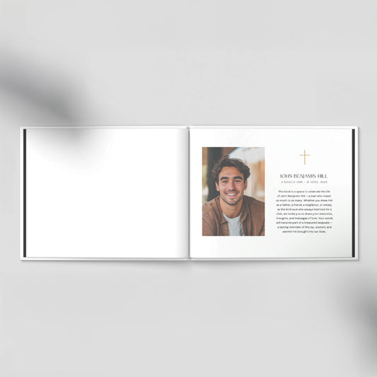 Personalised Black Condolence Book – Minimalist Memorial Guestbook