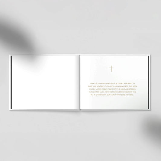 Personalised White Condolence Book with Floral & Butterfly Accents – Minimalist Memorial Guestbook