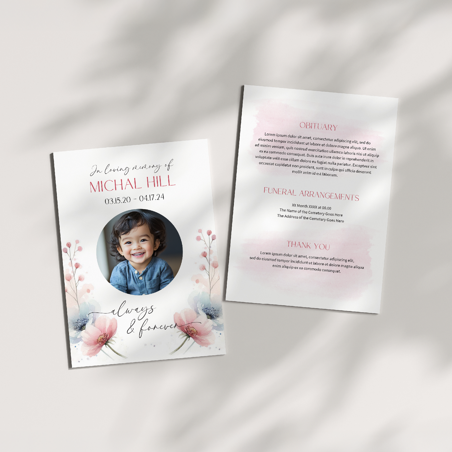 Custom Funeral Invitation | Pack of 10 WHT5
