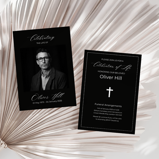 Custom Funeral Invitations | Pack of 10 BLK11