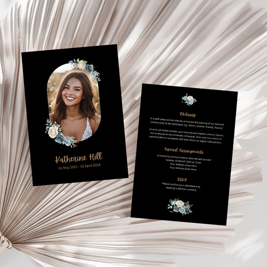 Custom Celebration of Life Invitations | Pack of 10 BLK1