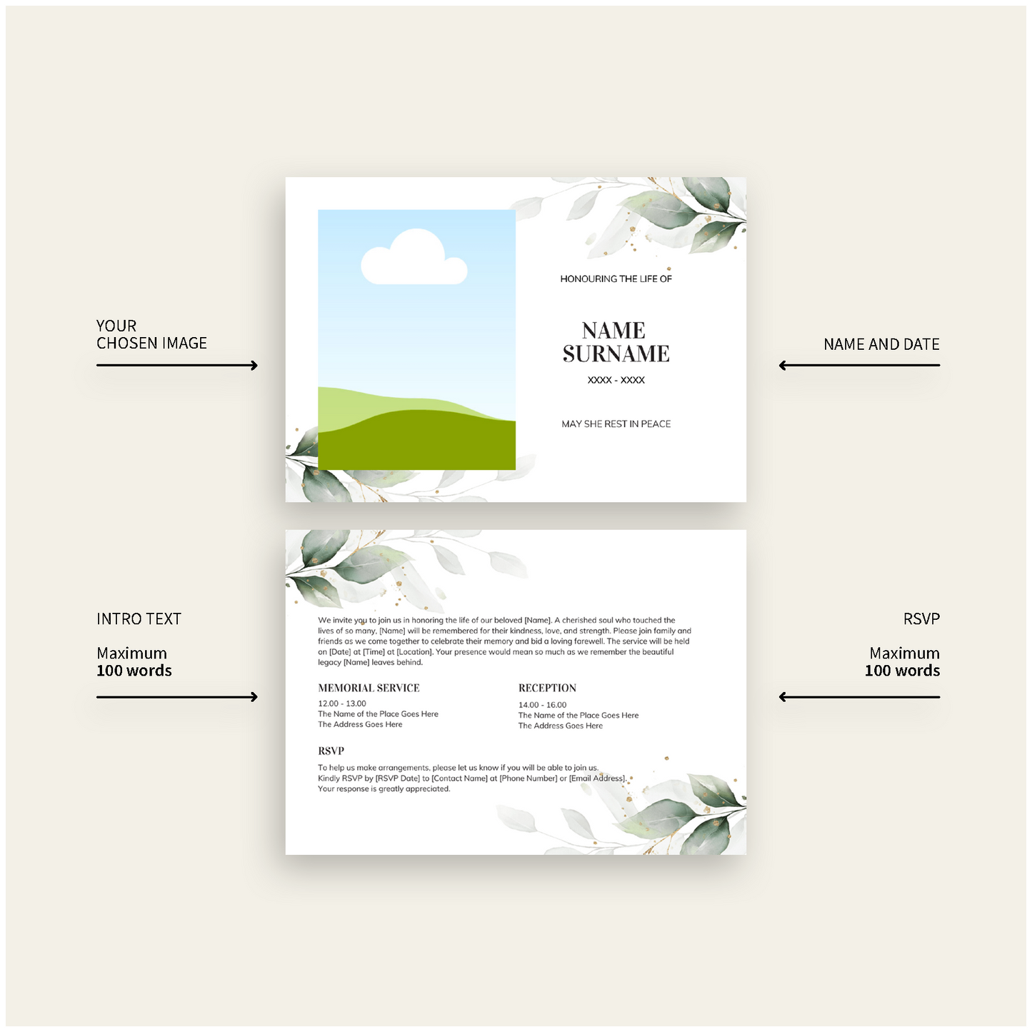 Pack of 10 Invitations WHT8