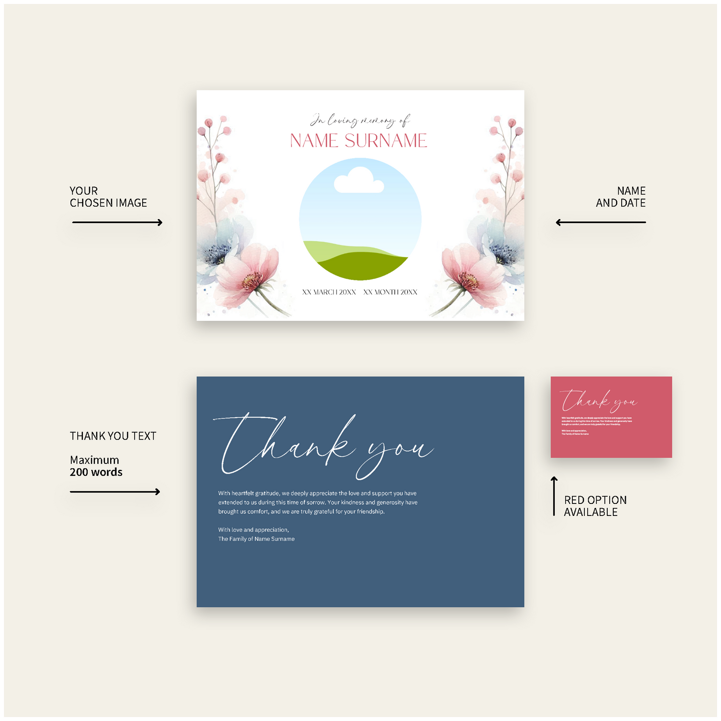 Pack of 10 Thank You Cards WHT5