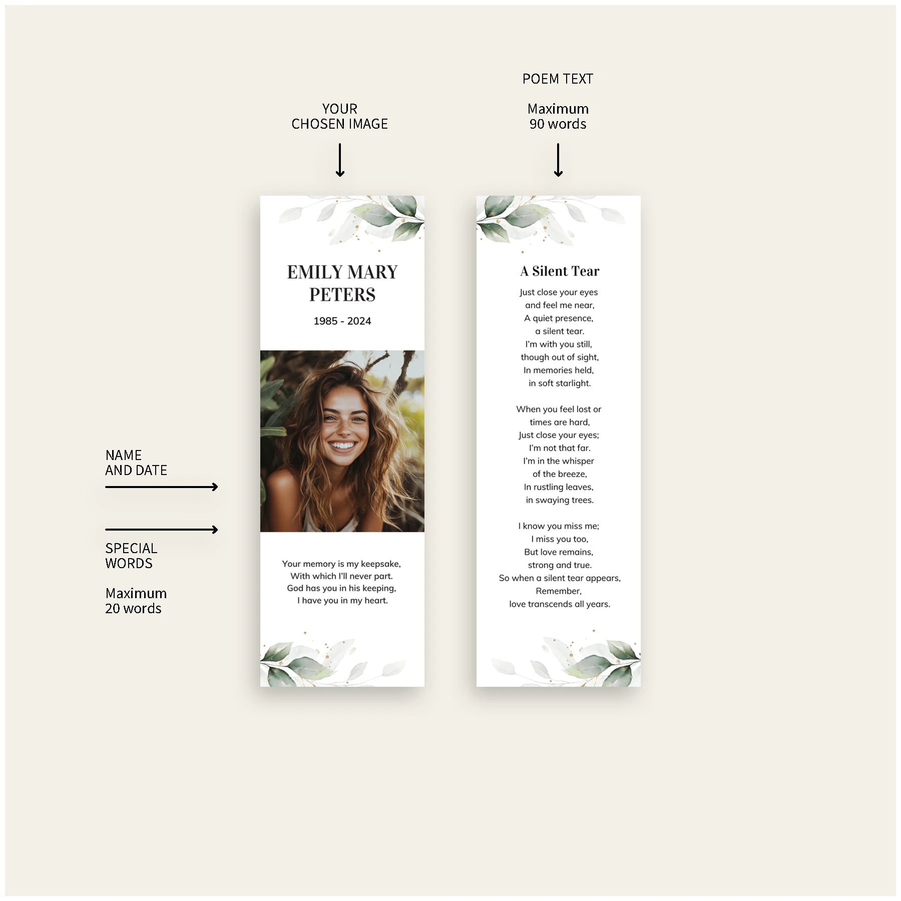 Explanation how to personalise the bookmark