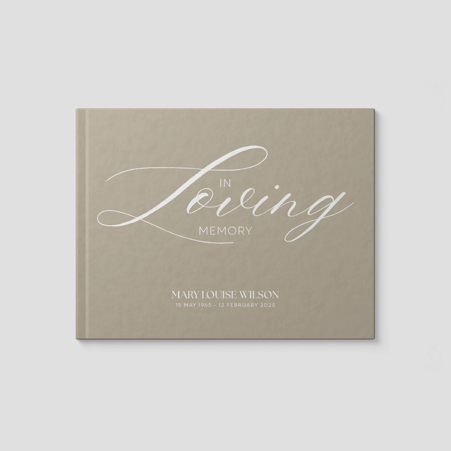 Personalised Beige Condolence Book – Timeless Memorial Guestbook