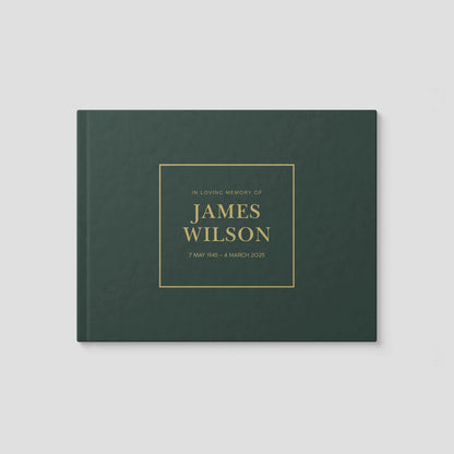 Personalised Dark Green Condolence Book – Classic Memorial Guestbook