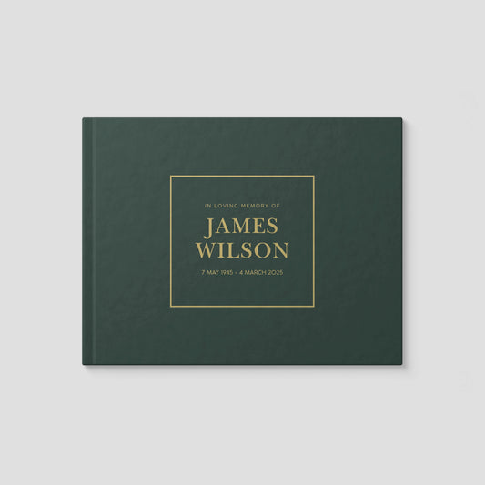 Personalised Dark Green Condolence Book – Classic Memorial Guestbook
