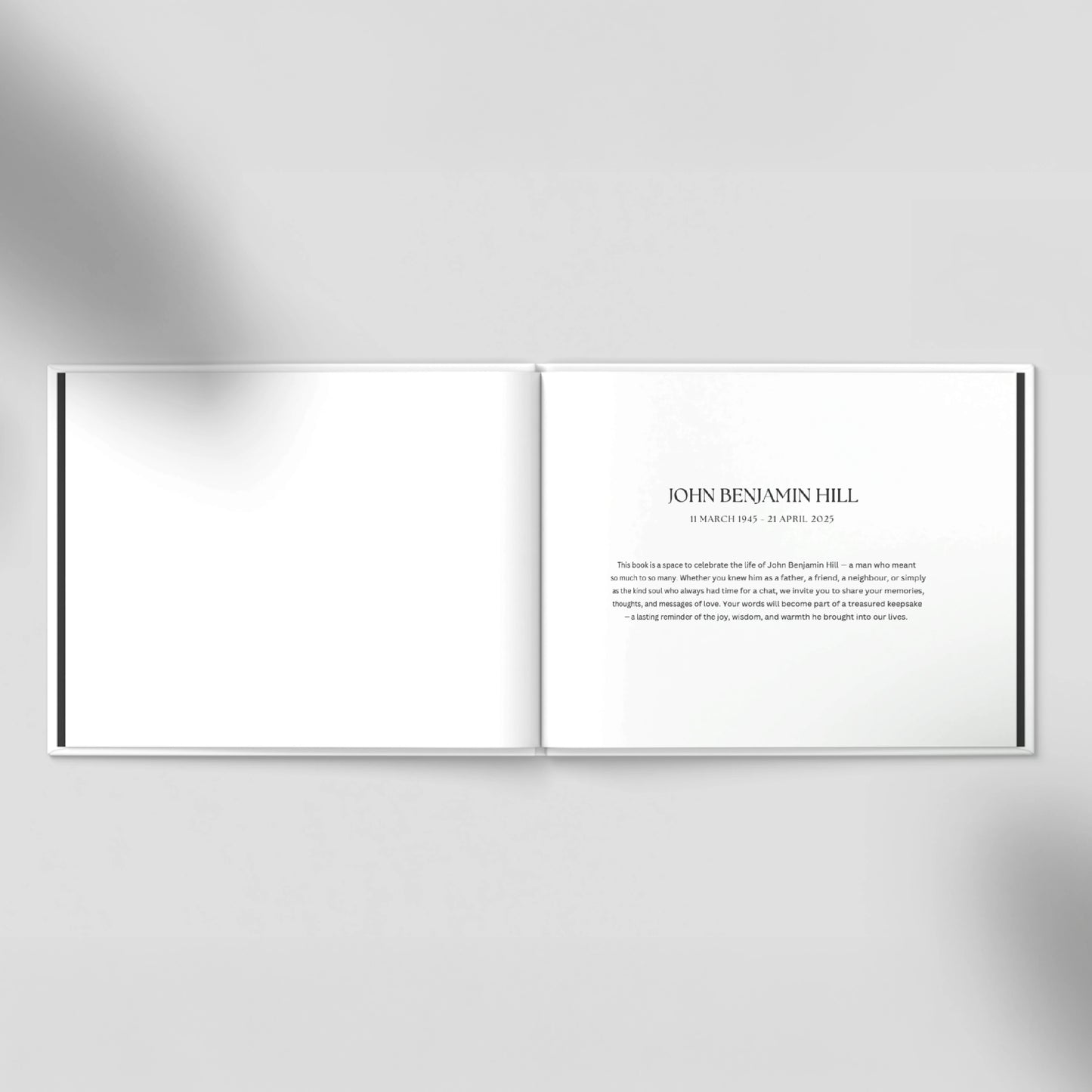 Personalised Navy Condolence Book – Classic Memorial Guestbook