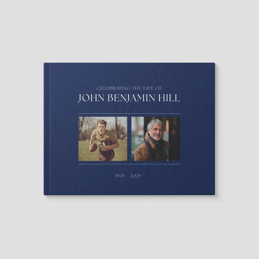 Personalised Navy Condolence Book – Classic Memorial Guestbook