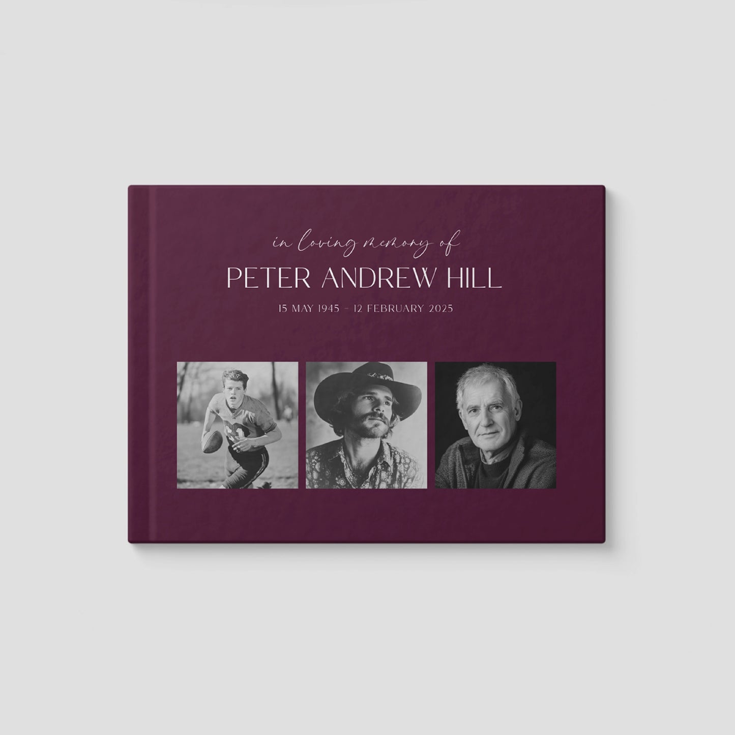 Personalised Dark Cherry Condolence Book – Elegant Memorial Tribute