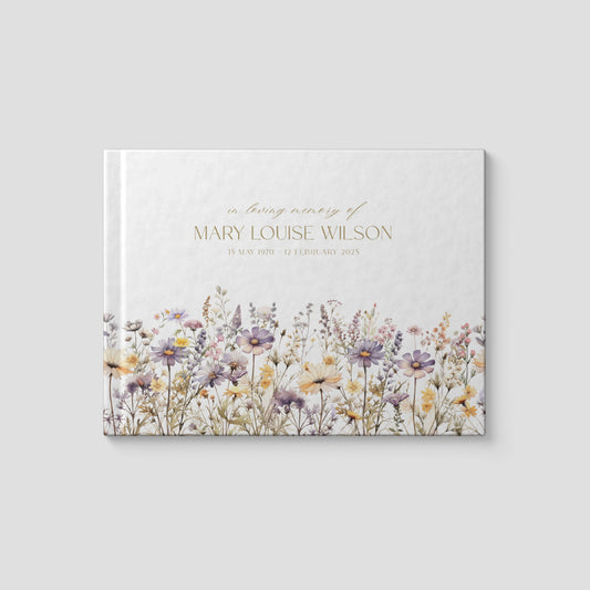 Wildflower Condolence Book - Floral Memorial Guestbook