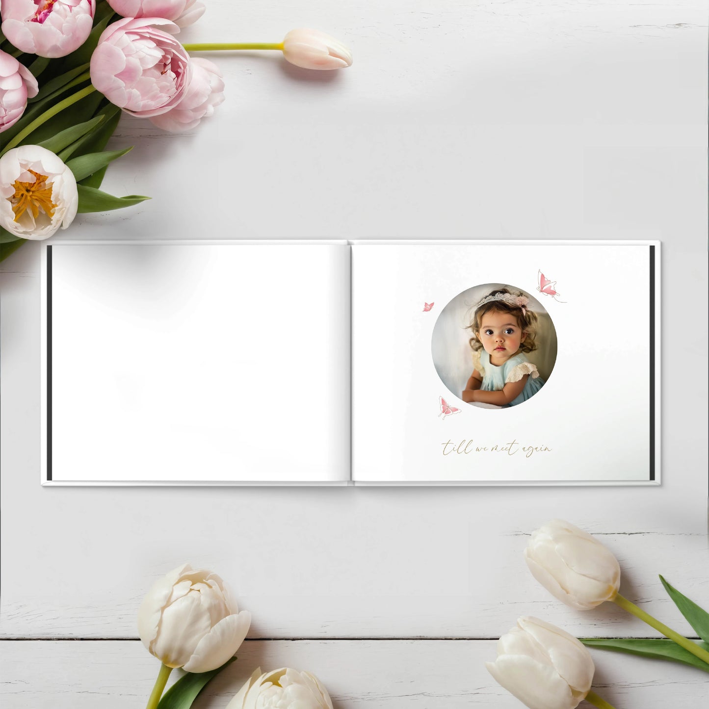 Personalised White Condolence Book – Memorial Guestbook