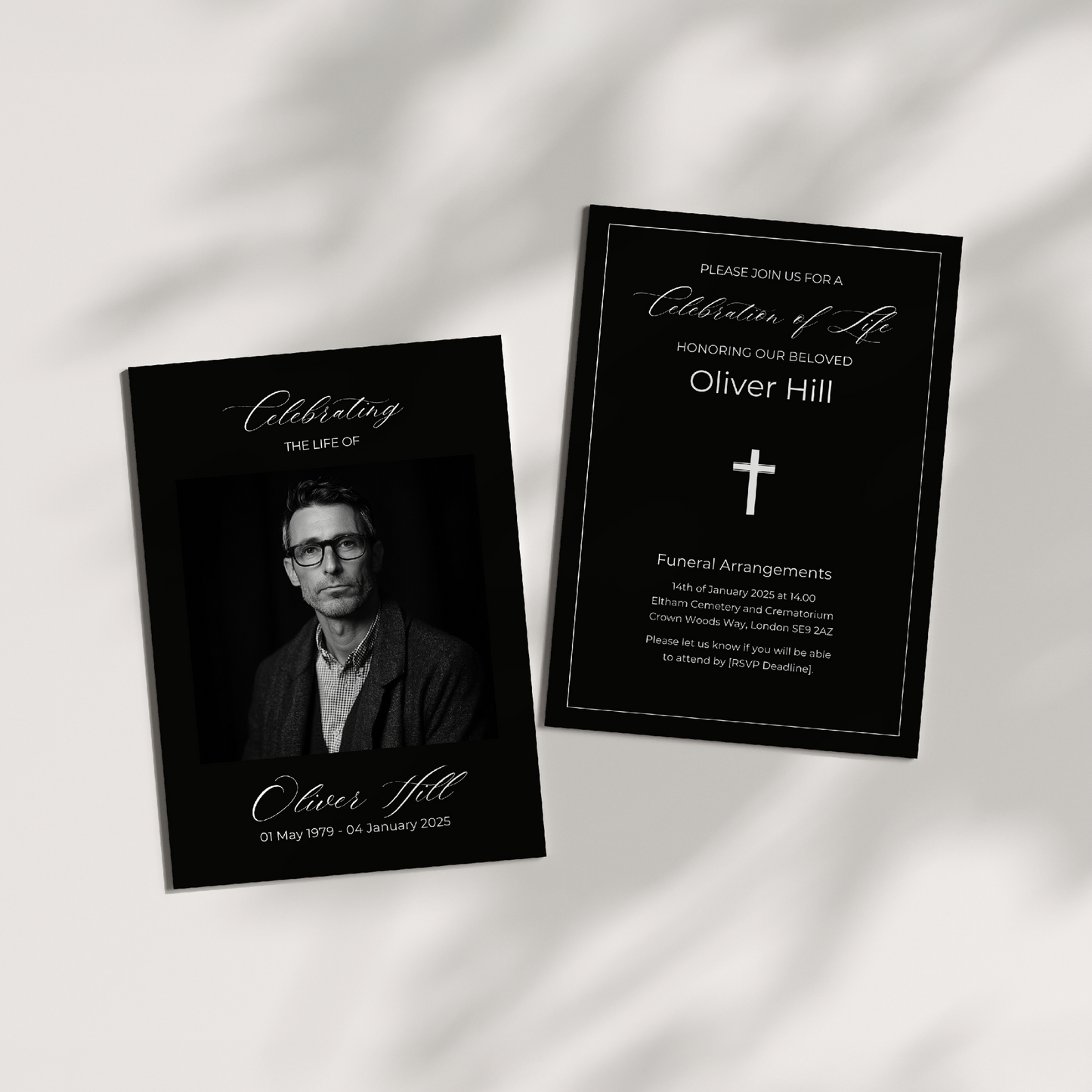 Custom Funeral Invitations | Pack of 10 BLK11