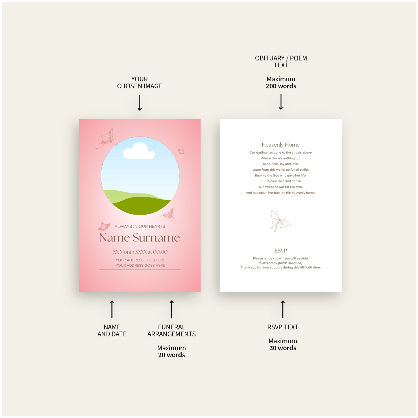 Custom Celebration of Life Invitations | Pack of 10 PNK6