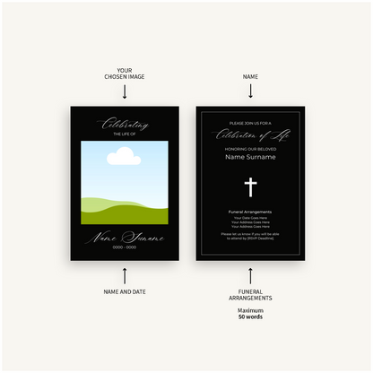Custom Funeral Invitations | Pack of 10 BLK11