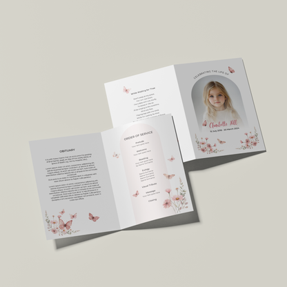Custom Funeral Order of Service | Single-Fold Brochure WHT10