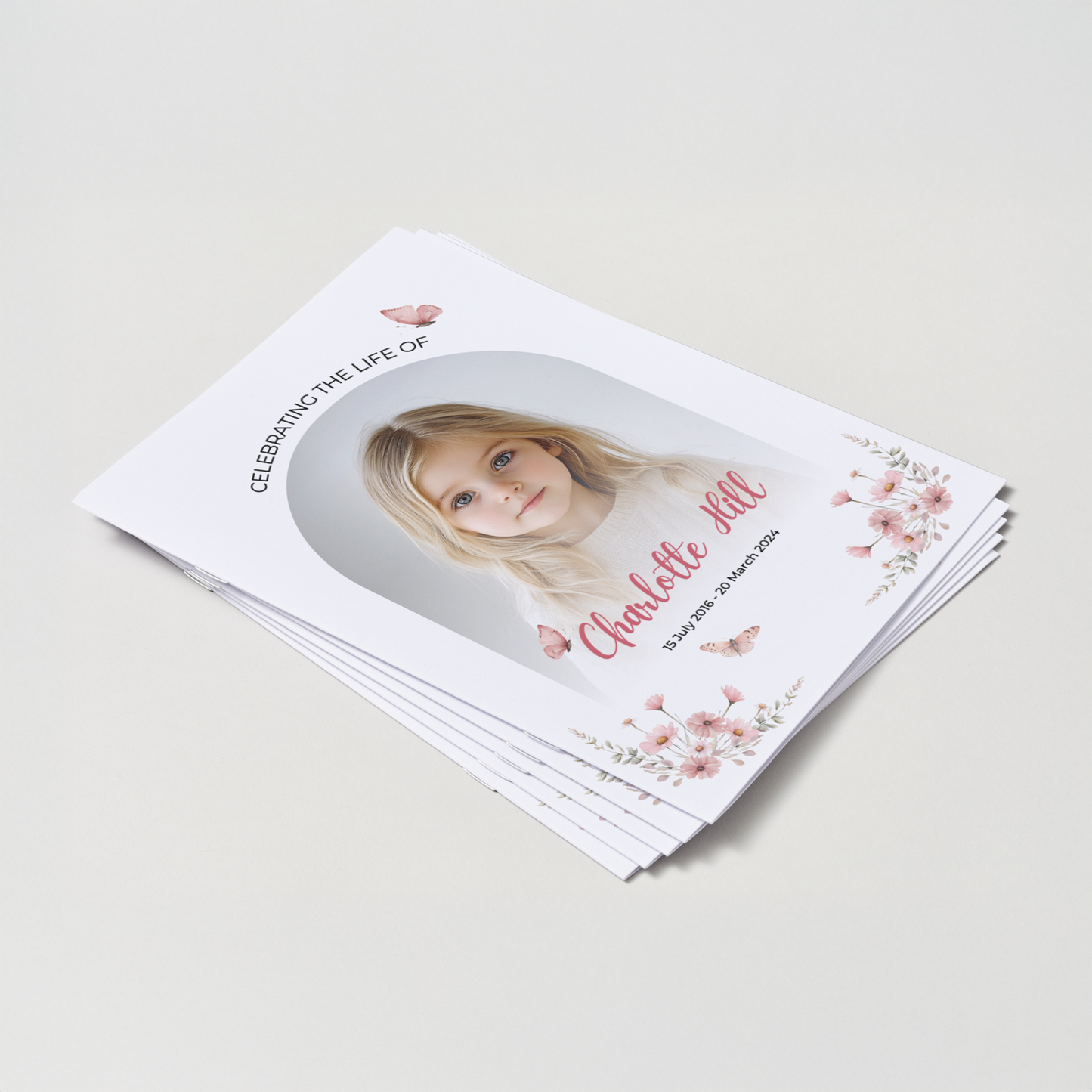 Custom Funeral Order of Service | Single-Fold Brochure WHT10