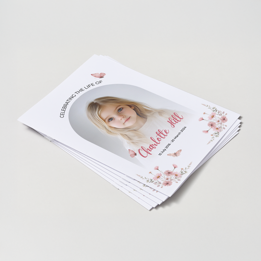 Custom Funeral Order of Service | Single-Fold Brochure WHT10