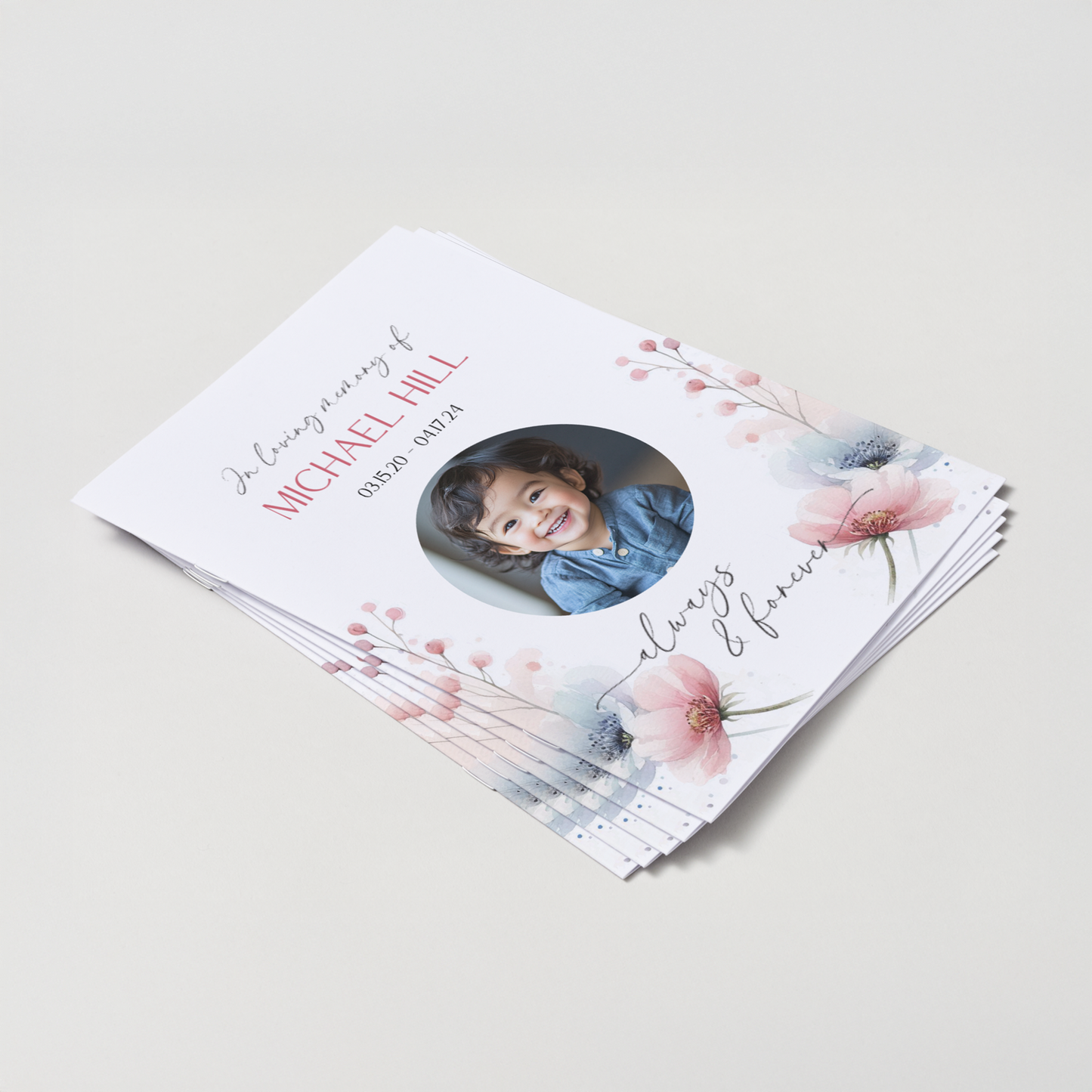 Custom Funeral Order of Service | Single-Fold Brochure WHT5