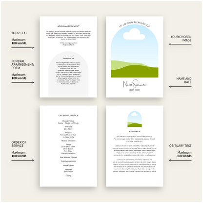 Custom Funeral Order of Service | Single-Fold Brochure WHT9