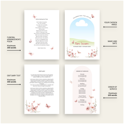 Custom Funeral Order of Service | Single-Fold Brochure WHT10