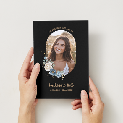 Elegant funeral order of service, single-fold memorial brochure