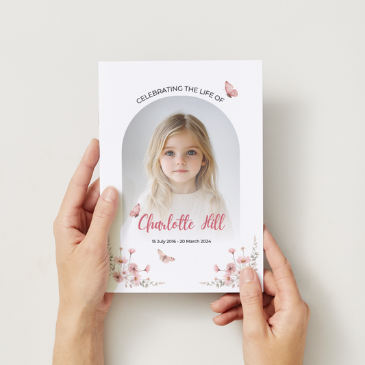 Elegant funeral order of service, single-fold memorial brochure