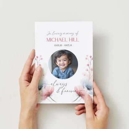 Elegant funeral order of service, single-fold memorial brochure