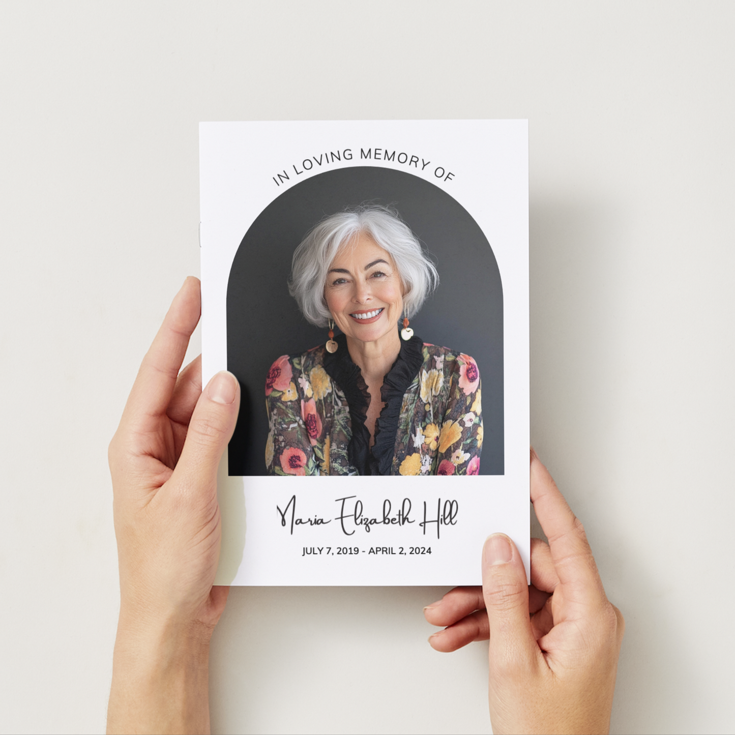 Elegant funeral order of service, single-fold memorial brochure