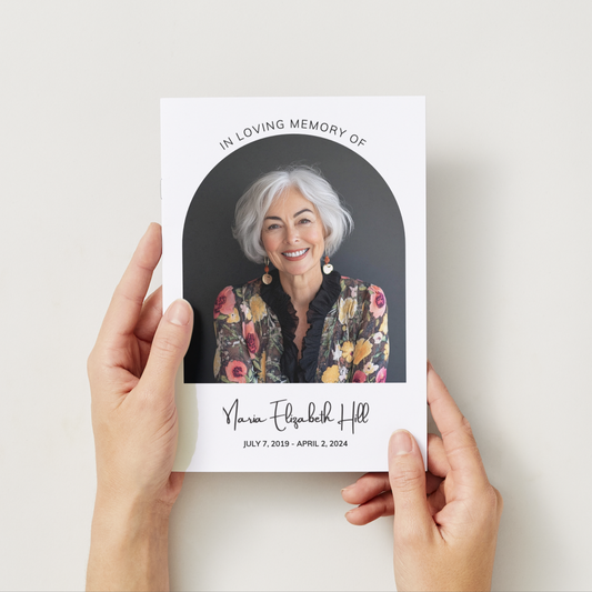 Elegant funeral order of service, single-fold memorial brochure